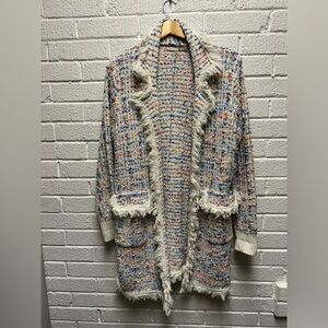 ESQUALO Colorful Fringed Cardigan